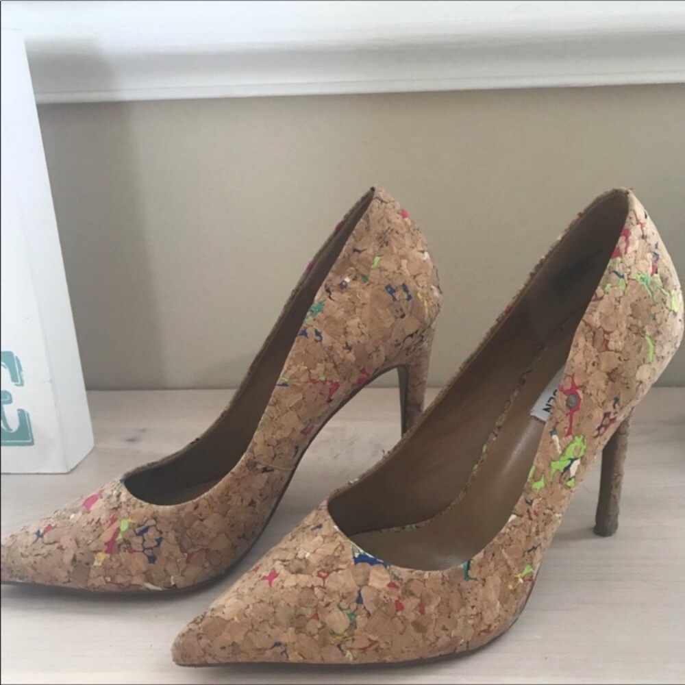 Steve Madden cork splatter paint heels